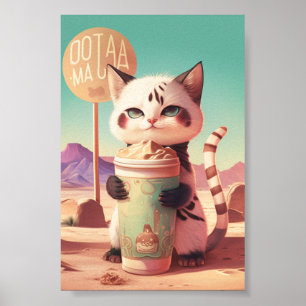 Enjoy Boba Tea Cat Anywhere with a Custom Poster