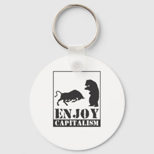 Enjoy Capitalism Bulls and bears Key Ring
