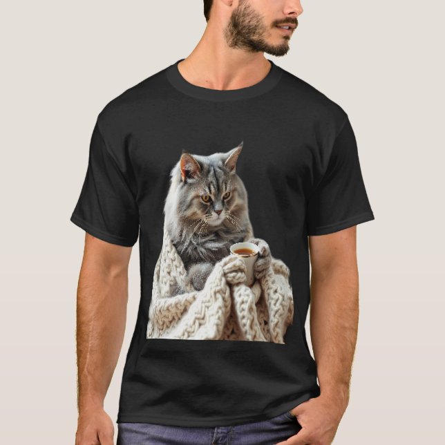 Enjoy Cat Winter Tea  T-Shirt (Front)