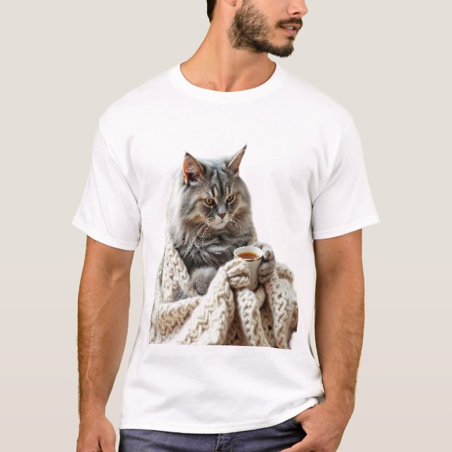 Enjoy Cat Winter Tea  T-Shirt (Front)