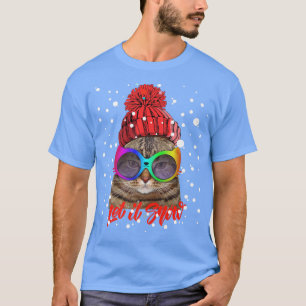 Enjoy Cute Colourful Christmas Cat Let's Snow Grap T-Shirt