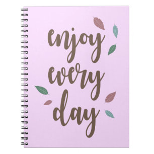 Enjoy every day feather motivation text  notebook