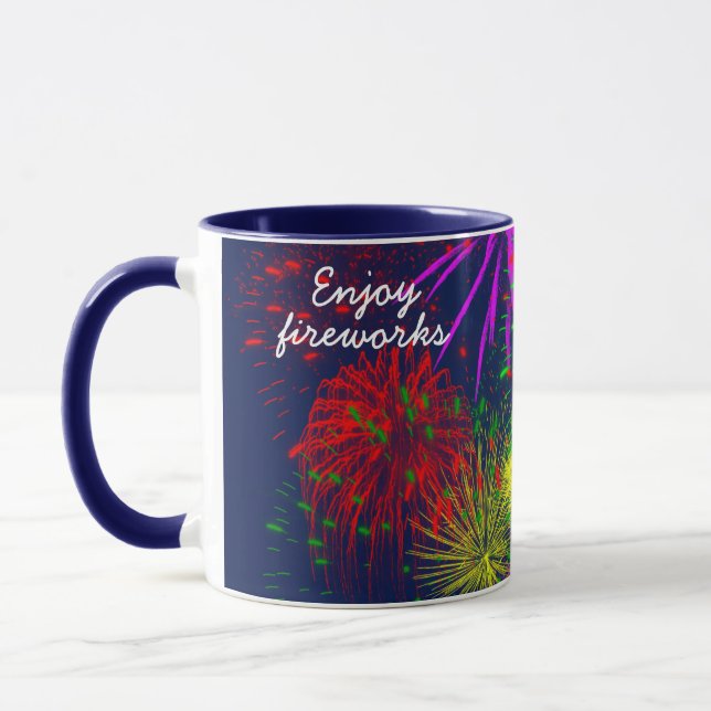 Enjoy fireworks funny customisable mug (Left)