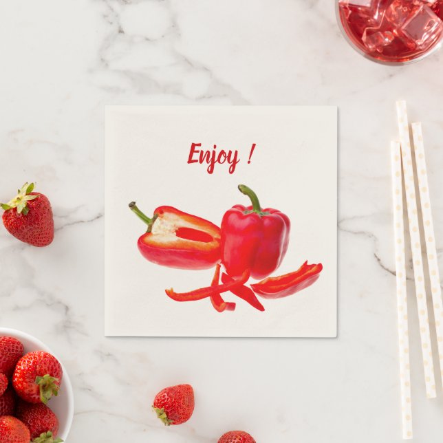 Enjoy fresh red pepper photo with text napkin (Insitu)
