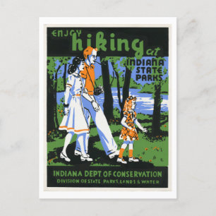 Enjoy Hiking at Indiana State Parks Vintage Postcard