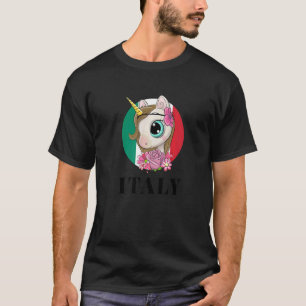Enjoy Illustration Cute Italia Unicorn Rainbow Squ T-Shirt