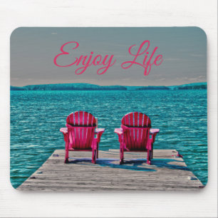 Enjoy Life At The Cottage Rustic Adirondack Chairs Mouse Mat