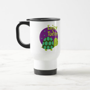 Enjoy life Kawaii cute funny green turtle  Travel Mug