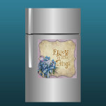 Enjoy Little Things In Life Stone Magnet<br><div class="desc">A stone magnet with saying,  " Enjoy the little things in Life." There is a blue floral design with beige background! Great saying to place on your refrigerator.</div>