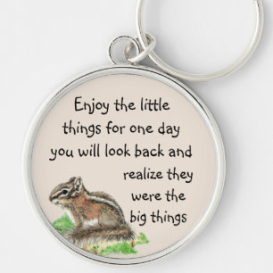 Enjoy Little Things Inspirational Quote Chipmunk Key Ring