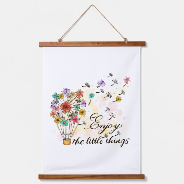 Enjoy Little ThingsFlowers Motivation Inspiration  Hanging Tapestry (Front)