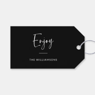 Enjoy Minimalist Typography Personalised Black Gift Tags