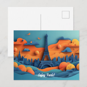 Enjoy Paris Eiffel Tower Customisable Postcard