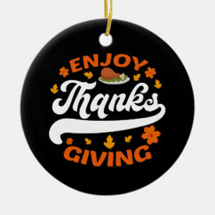 enjoy thanksgiving food turkey thankful ceramic tree decoration