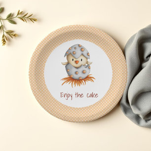 Enjoy the Cake White Polka Dot Baby Bird Hatching Paper Plate