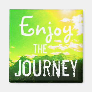 Enjoy the Journey Mountains with Yellow Sky Magnet