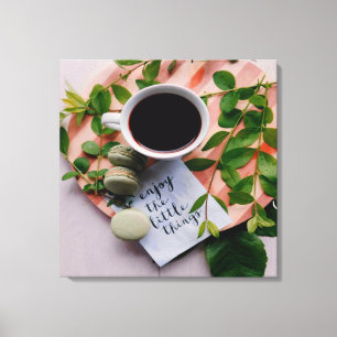 Enjoy The Little Things Coffee Cookies Peace Canvas Print