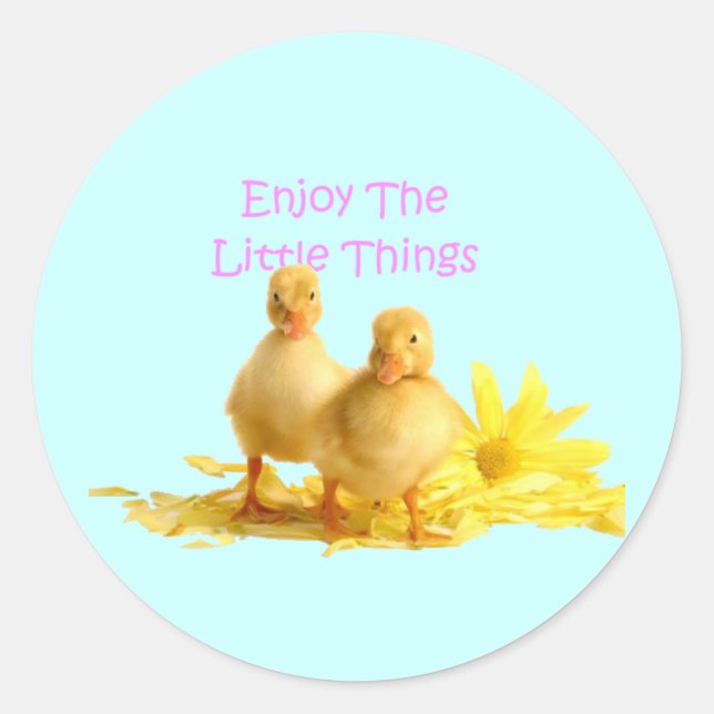 Enjoy The Little Things, Ducklings Classic Round Sticker (Front)