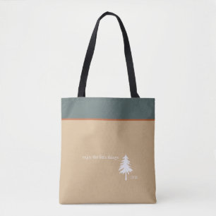 Enjoy the Little Things Monogram Tree Green Tan Tote Bag