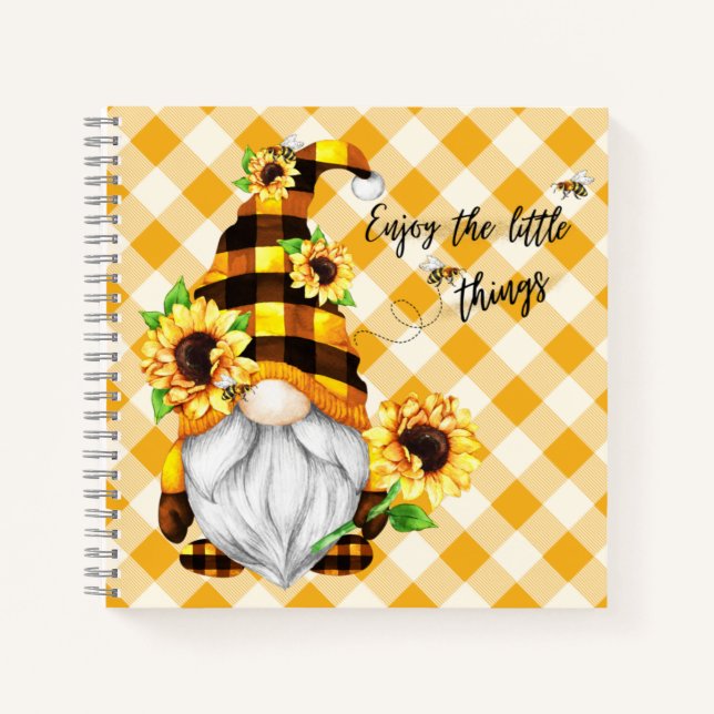 Enjoy the Little Things Sunflower Gnome Journal (Front)