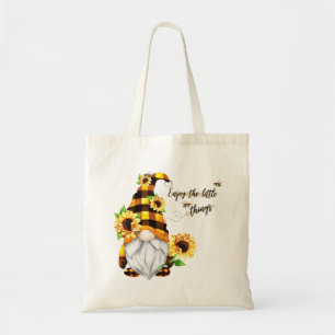 Enjoy the Little Things Sunflower Gnome Tote Bag