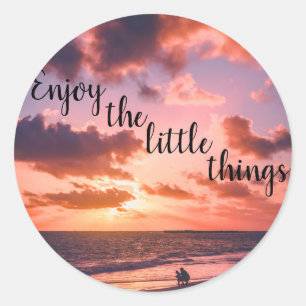 Enjoy the Little Things Sunset Beach Classic Round Sticker