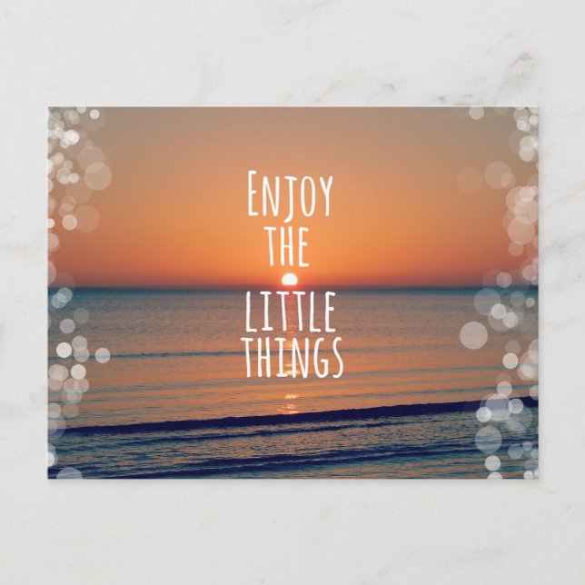 Enjoy the Little Things Sunset Quote Postcard (Front)
