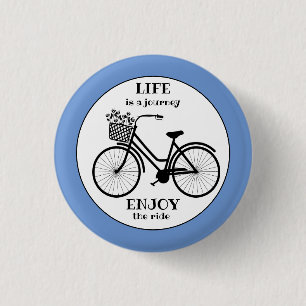 Enjoy the ride bicycle silhouette motivational 3 cm round badge
