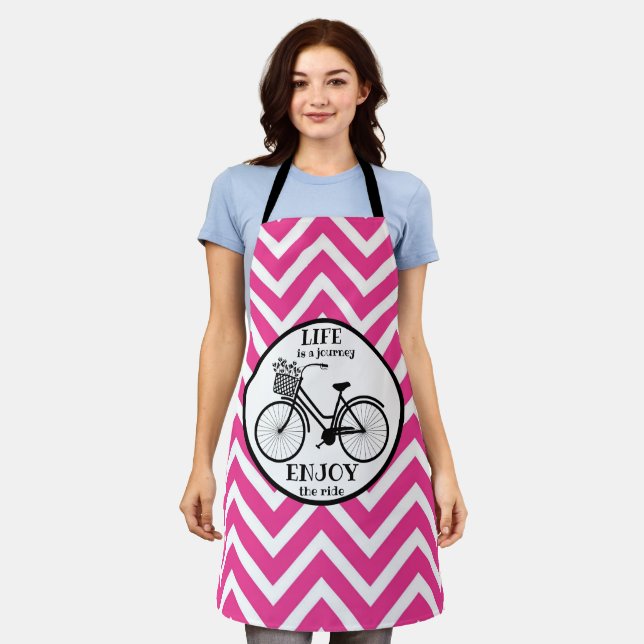 Enjoy The Ride | Bicycle With Flowers Motivational Apron (Worn)