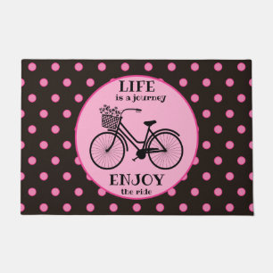 Enjoy The Ride Bicycle With Flowers Motivational Doormat