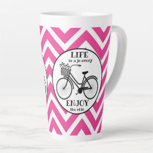 Enjoy The Ride Bicycle With Flowers Motivational Latte Mug