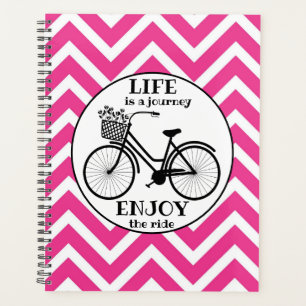 Enjoy The Ride   Bicycle With Flowers Motivational Planner