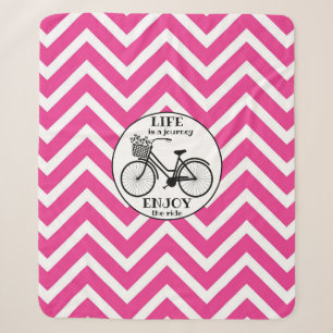 Enjoy The Ride Bicycle With Flowers Motivational Sherpa Blanket