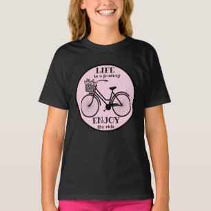 Enjoy The Ride   Bicycle With Flowers Motivational T-Shirt