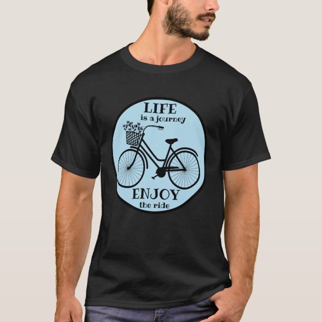 Enjoy The Ride | Bicycle With Flowers Motivational T-Shirt (Front)
