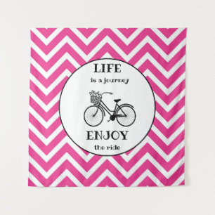 Enjoy The Ride   Bicycle With Flowers Motivational Tapestry