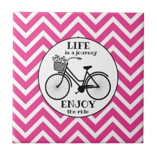 Enjoy The Ride   Bicycle With Flowers Motivational Tile