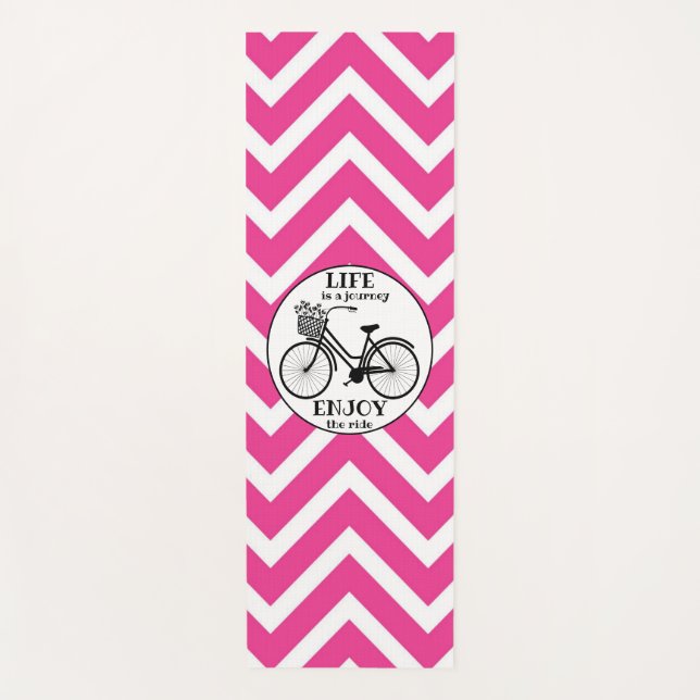 Enjoy The Ride | Bicycle With Flowers Motivational Yoga Mat (Front)