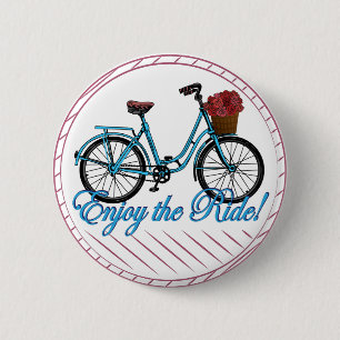 Enjoy The Ride Blue Bicycle 6 Cm Round Badge