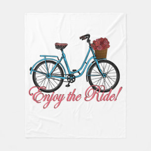 Enjoy The Ride Cute Bicycle Fleece Blanket