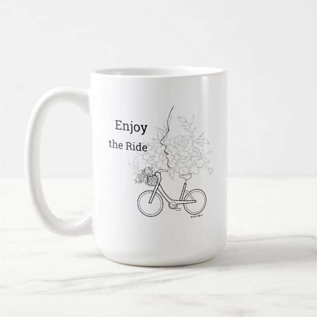 Enjoy the Ride: Minimalist Bicycle & Flower Art  Coffee Mug (Left)