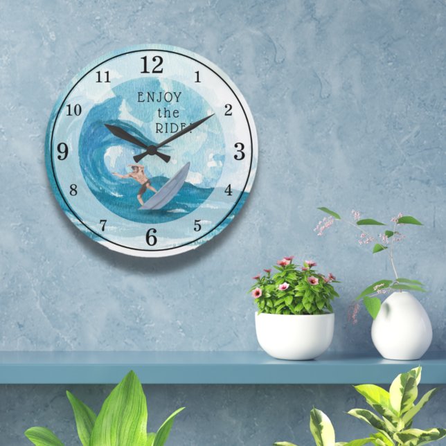 Enjoy the Ride! Surfer Acrylic Wall Clock (Creator Uploaded)