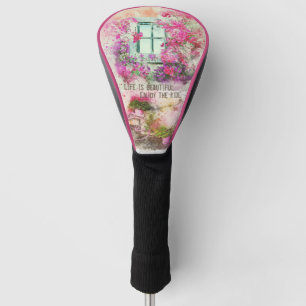 Enjoy The Ride Watercolor Bicycle With Flowers Golf Head Cover