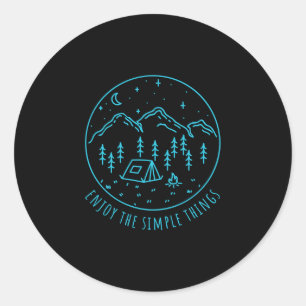 Enjoy the simple things campfire nature minimalist classic round sticker