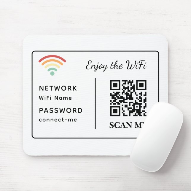 Enjoy the WiFi QR Code Network Name & Password Mouse Mat (With Mouse)