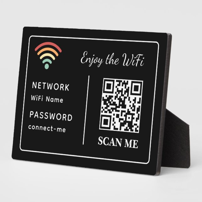 Enjoy the WiFi QR Code Network Name & Password Plaque (Side)