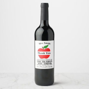Enjoy This Bottle On Us, apple Teacher Gift Wine Label