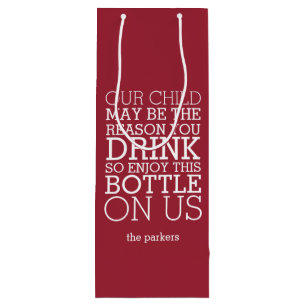 Enjoy This Bottle On Us   Funny Teacher Christmas Wine Gift Bag