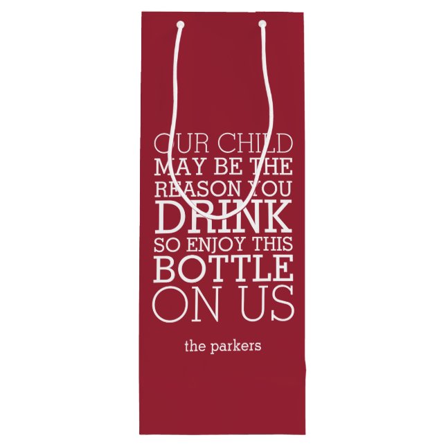 Enjoy This Bottle On Us | Funny Teacher Christmas Wine Gift Bag (Back)