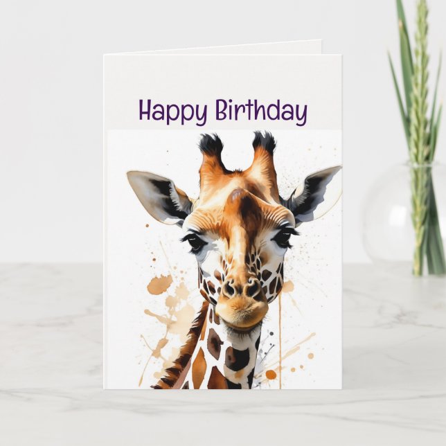 Enjoy Your Birthday Giraffe Wild Animal Card (Front)